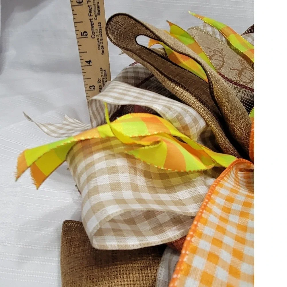 Fall Scarecrow Wreath Autumn Front Door Decor Burlap Gingham  Thanksgiving